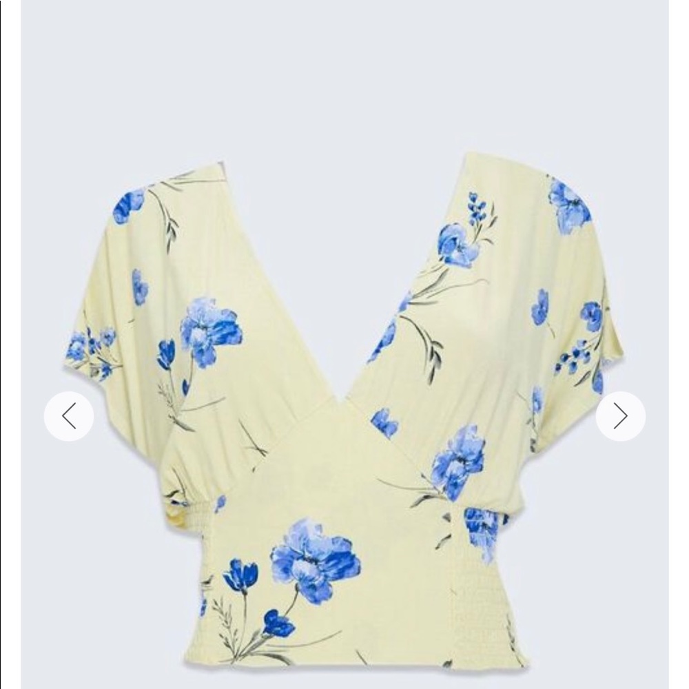 Floral butterfly sleeve crop top